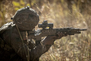 Soldier firing a weapon