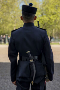 Back profile of a soldier