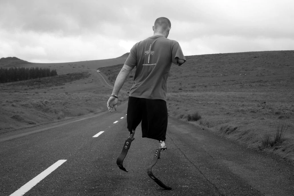 Amputee veteran about to go on a run