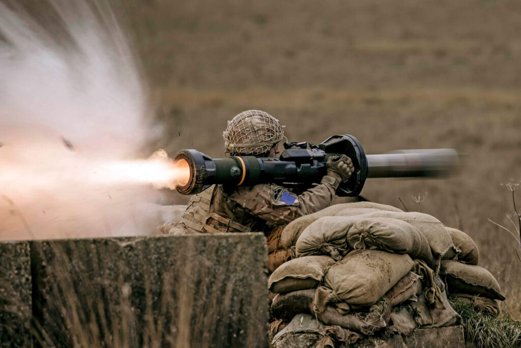 Soldier firing a bazooka